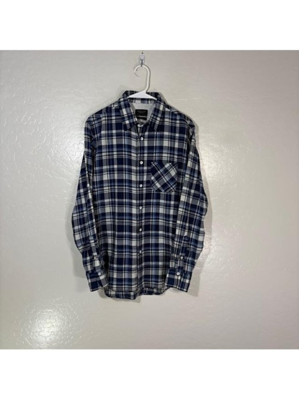 Rag & Bone Shirt Mens Small Blue Plaid Long Sleeve Button Up Stretch Casual